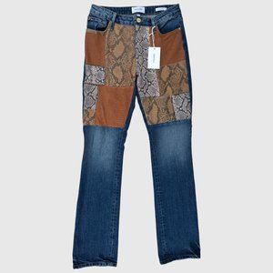 Frame Leather Patchwork Le Mini Boot Jeans Size 26